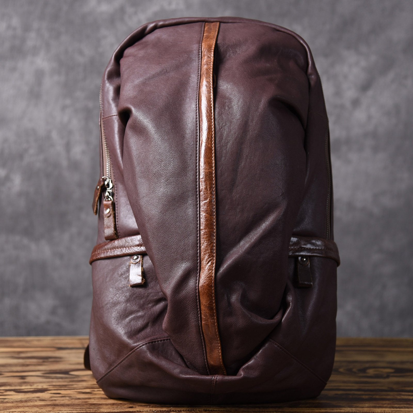 Genuine Leather Mens Cool Backpack Sling Bag Large Travel Bag Hiking Bag for men
