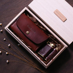 Handmade Wooden Leather Mens 7pcs Cigarette Case Cool Custom Cigarette Holder for Men