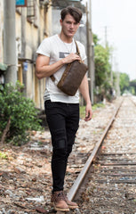 Cool Black Leather Mens Cool Sling Bag Black Crossbody Pack Chest Bag for men