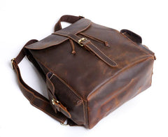 Vintage Leather Mens Backpack Satchel Brown School Backpack Travel Backpack for men