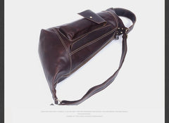 Genuine Leather Mens Coffee Cool Sling Pack Chest Bag Sling Bag Crossbody Pack for men