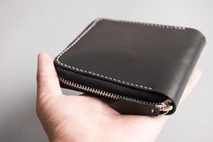 Handmade leather Mens Small biker wallet zipper billfold Chain Wallets for Men