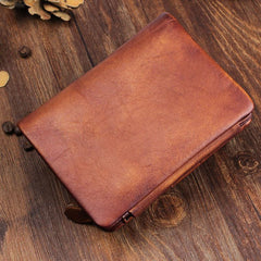 Vintage Mens Cool Small Leather Trifold Wallet Men billfold Zipper Wallets for Men
