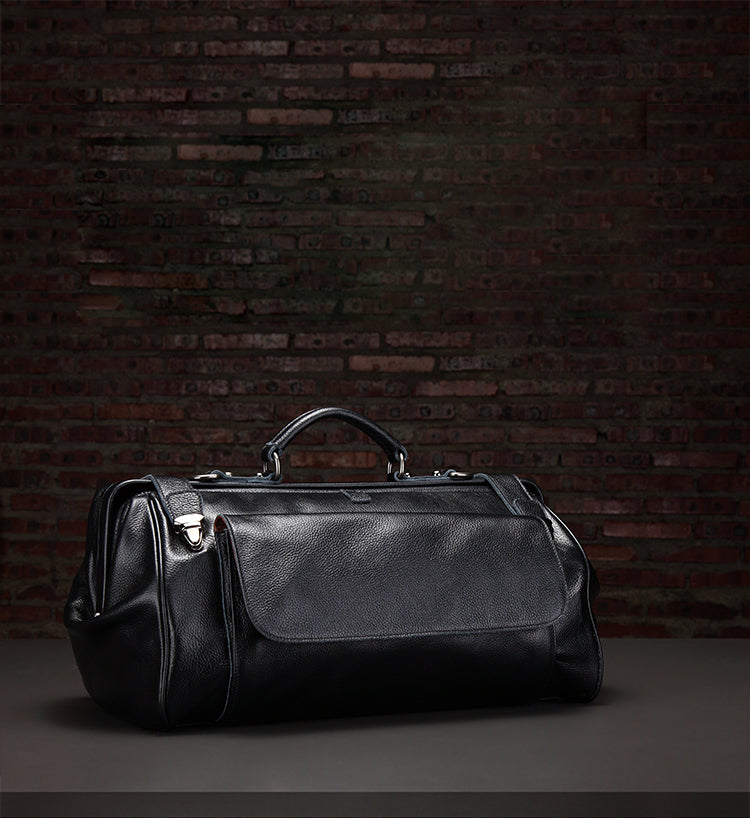 Vintage Leather Mens Large Doctor Bag Weekender Bag Doctor Travel Bag Duffle Bag for Men