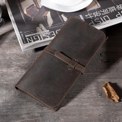 Handmade Leather Mens Clutch Wallet Cool Leather Wallet Long Phone Wallets for Men