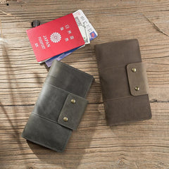 Cool Leather Mens Travel Long Wallet Passport Leather Wallet Long Wallets for Men