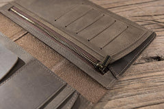 Cool Leather Mens Travel Long Wallet Passport Leather Wallet Long Wallets for Men