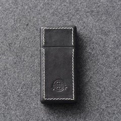 Cool Mens Black Leather Portable Ashtray Travel Ashtray Pocket Ashtray Lighter for Men