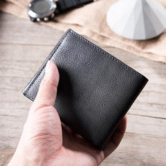 Handmade Leather Mens Cool Slim Leather Wallet Men Small Wallets Bifold for Men
