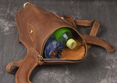 Cool Leather Mens XO Bull Backpack Tan Travel Backpack Unique Backpack for men