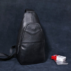 Genuine Leather Mens Cool Chest Bag Sling Bag Crossbody Bag Travel Bag Hiking Bag for men