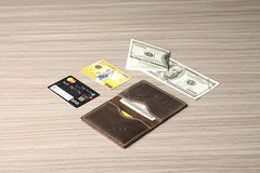 Handmade Leather Mens Cool billfold Wallet Card Holder Small Card Slim Wallets for Men
