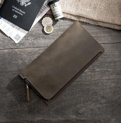 Leather Mens Long Wallet Cool Leather Wallet Long Bifold Wallets for Men