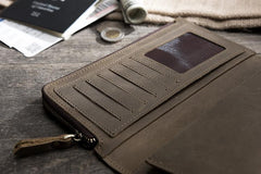 Leather Mens Long Wallet Cool Leather Wallet Long Bifold Wallets for Men