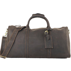 Leather Mens Weekender Bag Vintage Coffee Travel Bag for men