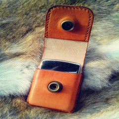 Cool Mens Brown Leather Zippo Lighter Cases with Loop Zippo lighter Holder with clips