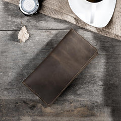 Handmade Leather Mens Clutch Wallet Cool Leather Wallet Long Phone Wallets for Men