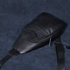Genuine Leather Mens Cool Chest Bag Sling Bag Crossbody Bag Travel Bag Hiking Bag for men