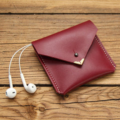 Cute LEATHER Womens Small Envelope Change Wallet Leather Card Wallet FOR Women