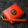 Handmade Leather Tibetan Tooled Mens billfold Wallet Cool Small Chain Wallet Biker Wallet for Men