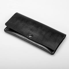 Handmade beige minimalist vintage leather phone clutch long wallet for women men - EverHandmade