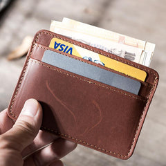 Handmade Leather Mens Cool billfold Wallet Card Holder Small Card Slim Wallets for Men