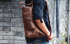 Cool Leather Mens Chest Bag Sling Bags Sling Crossbody Bag Travel Sling Bag for men