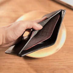Handmade Leather Mens Cool Slim Leather Wallet Men Small Wallets Bifold for Men
