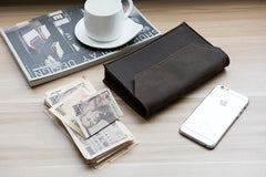 Handmade Leather Mens Clutch Cool Large Wallet Clutch Wristlet Wallet for Men