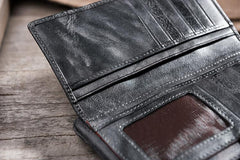 Handmade Leather Mens Biker Wallet Cool Leather Wallet Long Wrist Wallets for Men