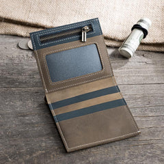 Cool Leather Mens Small Slim Wallet billfold Wallets Bifold for Men