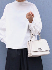 White Leather Women Handbag Shoulder Bag Work Bag For Women