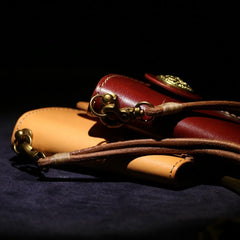 Handmade Leather billfold Biker Wallet Mens Cool Car Key Wallet Pouch Car KeyChain for Men
