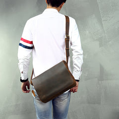 Cool Leather Coffee Mens Side Bag Messenger Bags Vintage Courier Bag for Men