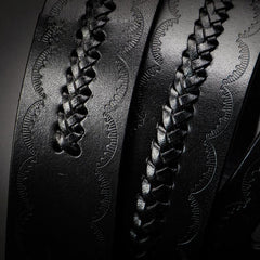 Handmade Black Mens Leather Belt Cool Leather Men Belt for Men