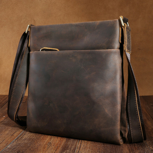 Genuine Leather Vintage Cool Small Shoulder Bag Messenger Bag Crossbody Bag for men