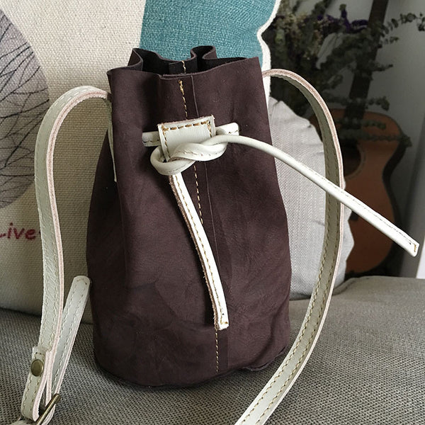 Cute LEATHER WOMEN Mini Bucket Crossbody Purse Small SHOULDER BAG FOR WOMEN APL01691007