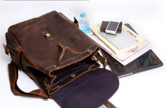 Vintage Leather Mens Backpack Satchel Brown School Backpack Travel Backpack for men