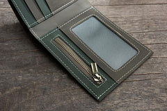 Handmade Leather Mens Cool Slim Leather Wallet Men Small billfold Wallets Bifold for Men