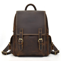 Leather Mens Cool Backpack Large Coffee Travel Bag Hiking Bag For Men