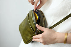 Cute Leather Womens Small Cell Phone Crossbody Bag Purse Double Zipper Shoulder Bag for Women
