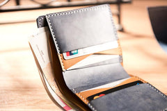Cool Leather Mens billfold Leather Wallets Men Small Bifold Wallets for Men