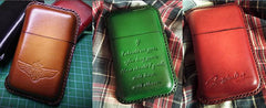 Blue Leather Mens Cigarette Holder Case Vintage Custom Cigarette Case for Men
