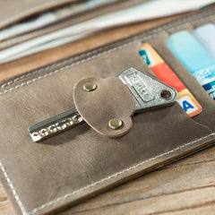 Handmade Leather Mens Slim Wallet Cool Leather Wallet Long Phone Wallets for Men