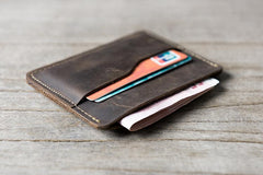 Handmade Leather Mens Cool billfold Wallet Card Holder Small Card Slim Wallets for Men