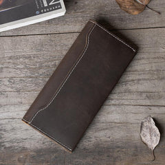 Handmade Leather Mens Clutch Wallet Cool Leather Wallet Long Phone Wallets for Men