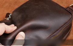 Genuine Leather Mens Sling Bag Cool Chest Bag Crossbody Pack Travel Sling Pack for men