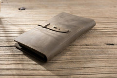 Cool Leather Mens Travel Long Wallet Passport Leather Wallet Long Wallet for Men