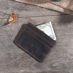 Handmade Leather Mens Cool billfold Wallet Card Holder Small Card Slim Wallets for Men