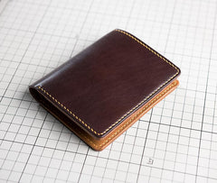 Handmade Leather Mens Cool Slim Leather Wallet Men Small Wallets Bifold for Men